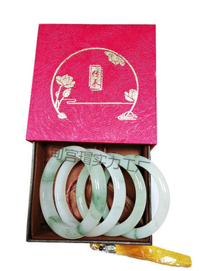 圆条天山翠手镯美人镯天然雪翠玉镯金丝玉叮当手镯飘花玉石手镯子