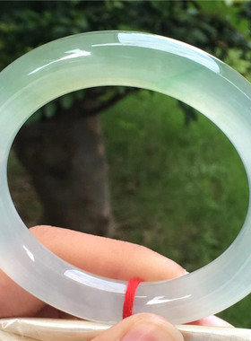 玉镯子天然缅甸翡翠手镯女款冰种芙蓉圆条阳绿通透翡翠玉手镯水润