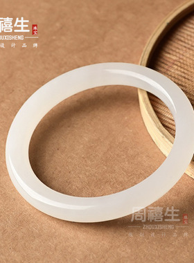 外蒙料碧玉手镯细条少女款菠菜绿色昆仑羊脂白玉圆条玉石玉镯子