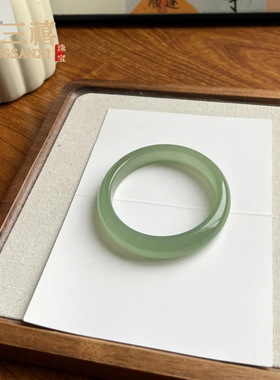 天然东陵玉手镯金丝玉手镯油青色手镯女远山黛玉镯子翡翠色送礼物