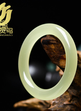 天然货阿富汗玉手镯女款玉石手饰圆条玉镯青白色细圆条玉手镯