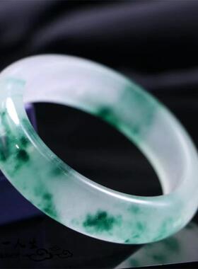 冰种天然飘花玉石女款玉镯独龙玉镯子石英岩玉手镯带证书