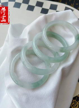 小红书翡翠色天然雪翠新疆天山翠手镯冰翠玉镯女金丝玉
