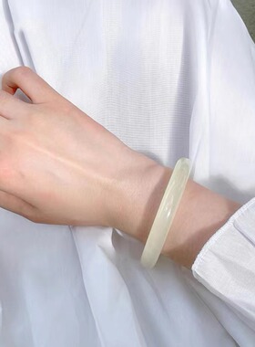 阿富汗原石镯子女款冰透浅绿色年轻款