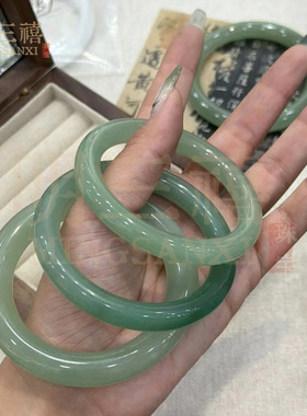 天然 高冰种东陵玉手镯冰润和田玉手镯货绿色东陵玉手镯手镯
