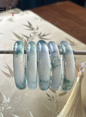 高冰冰透独龙玉飘花手镯质翡翠色玉石手镯子冰种玉镯石英岩玉