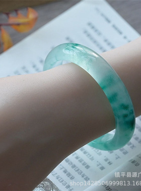 石英岩玉手镯仿独龙玉冰种飘花玉石翡翠玉镯子小红书