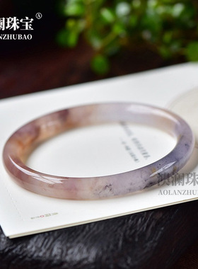 天然新疆金丝玉紫罗兰手镯佘太翠玉石美人镯女戈壁玉飘花镯子