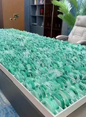 【带证】缅甸独龙玉手镯老坑透冰种翡翠手镯高冰蓝水飘花玉镯子天