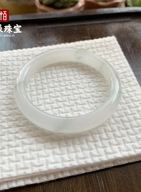 金丝玉高冰圆条手镯天山翠手镯飘花新疆微翠雪翠冰翠女士玉镯