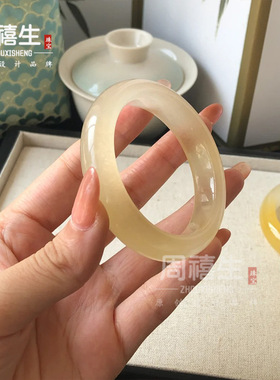 天然黄龙玉手镯玉镯金丝玉镯子玉镯半山半水桂花酿手镯女款玉镯子