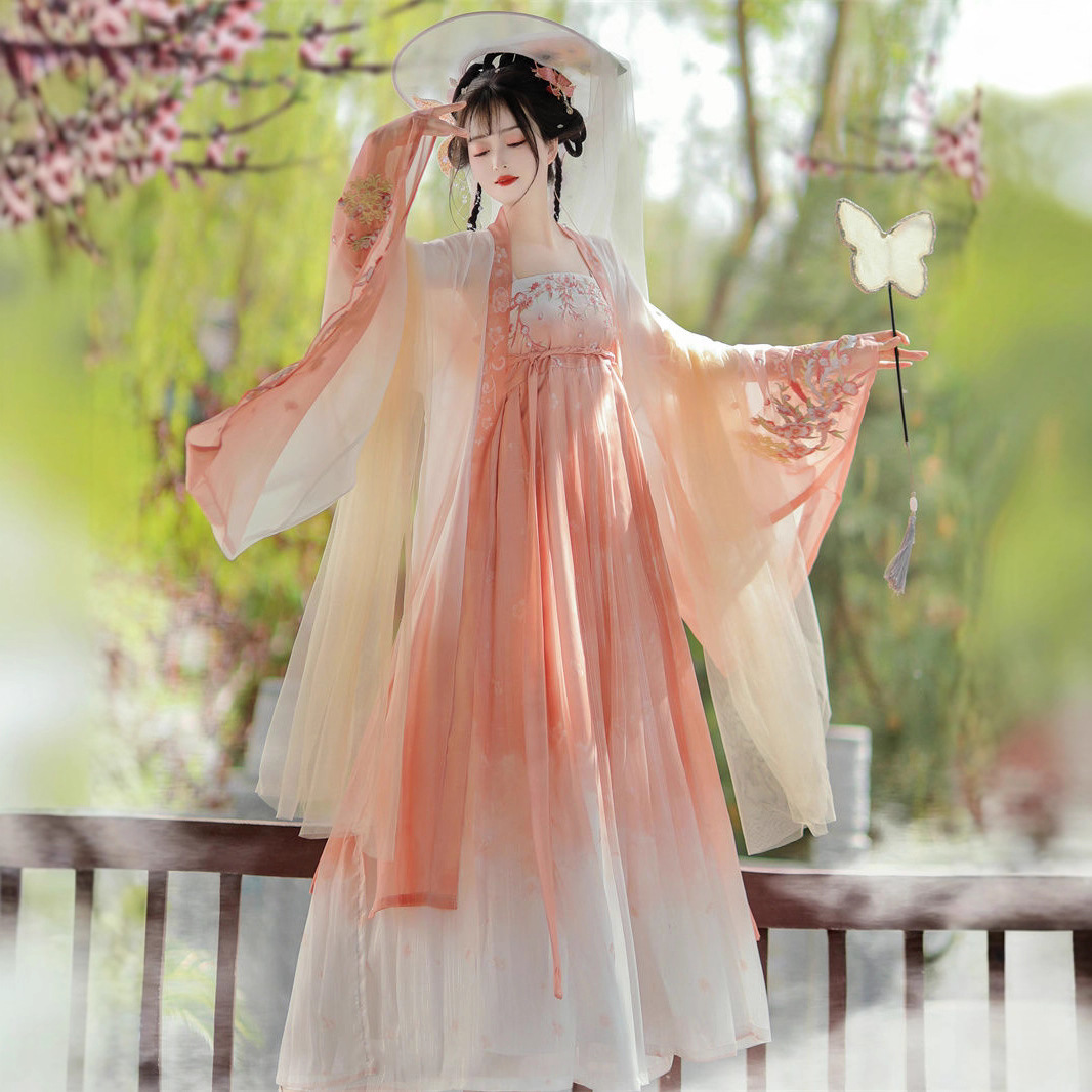 原创汉服女2025新款唐制诃子裙大袖刺绣古装齐胸超仙飘逸古风 - 图0