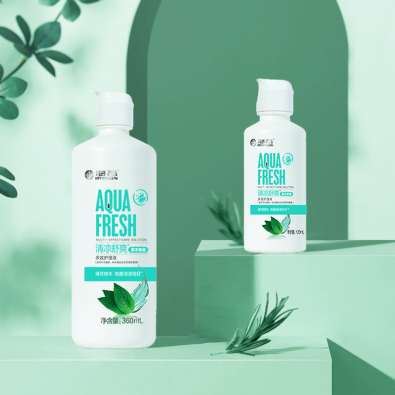 海昌隐形近视眼镜护理液清凉舒爽草本物语360ml+120ml美瞳清洗水