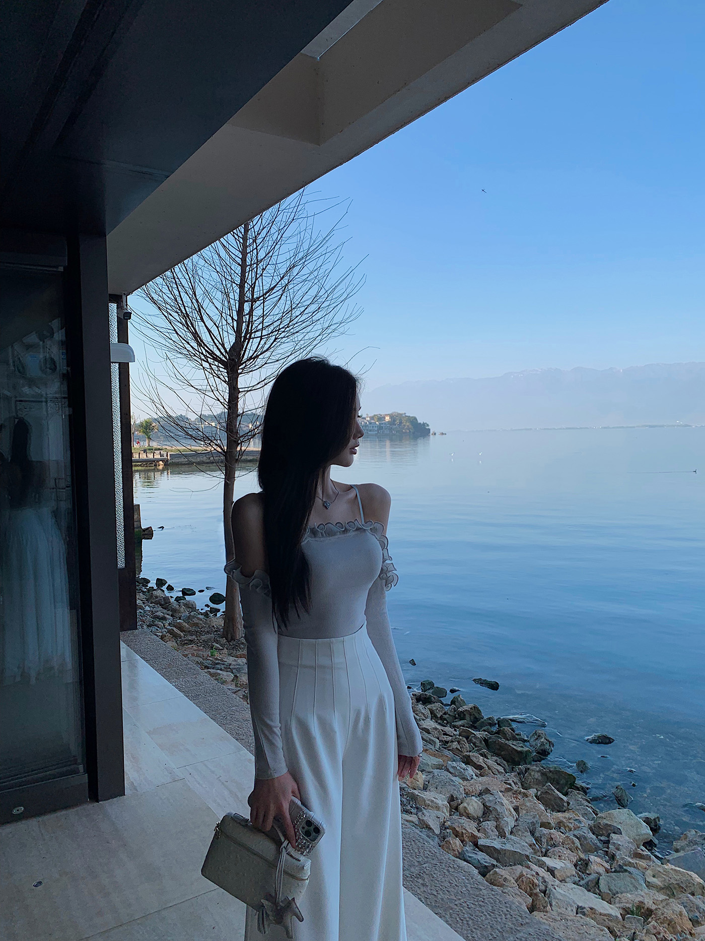 现货momoshero【adult折角腰】立体分割线 防皱不透断面纱阔腿裤 - 图3