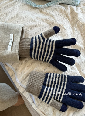 北海道的冬天～加厚五指手套 纯色简约保暖手套 情侣秋冬手套