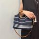 Contrast color casual crossbody bag denim striped handbag for women