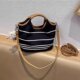 Contrast color casual crossbody bag denim striped handbag for women