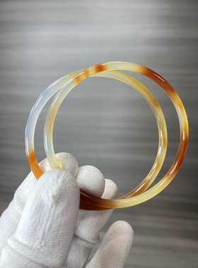 天然石玛瑙玉髓手镯镯叮当一对古风红玛瑙小细条小叮当生日礼物