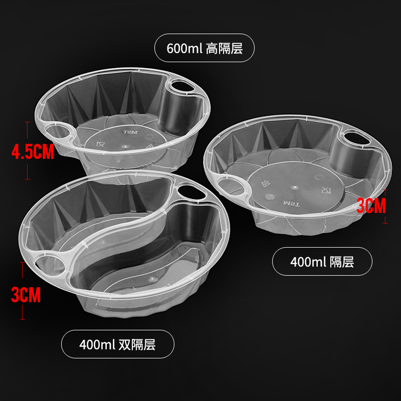 面条打包盒 汤面分离碗 防盗锁扣圆形一次性餐盒1580ml加厚外卖 - 图2