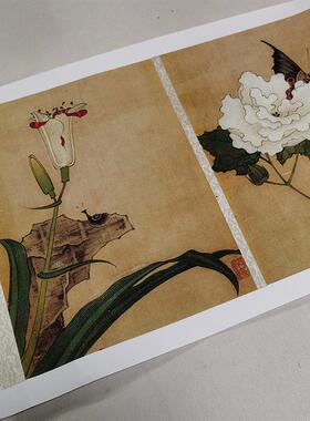 1:1明 陈洪绶 c花鸟写生册 看篆楼藏本 真迹复制28x266cm大都会