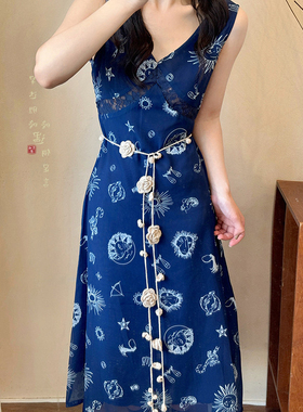 手工编织花朵长款系脖项链