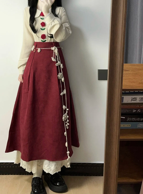 玫瑰花腰带设计感小众针织项链