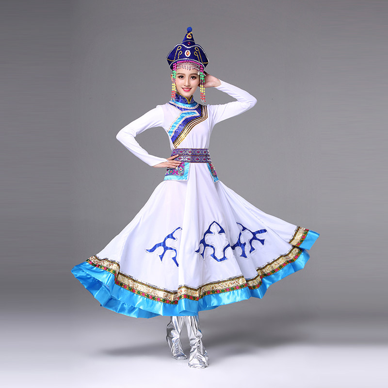 蒙古女舞蹈蒙族成人新款演出裙子 哈衣部落民族服装/舞台装