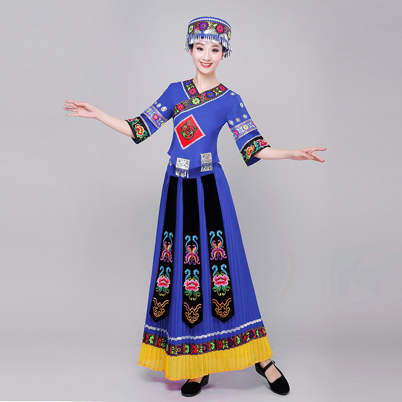 新款苗族舞蹈服装女短裙瑶族长裙 哈衣部落民族服装/舞台装