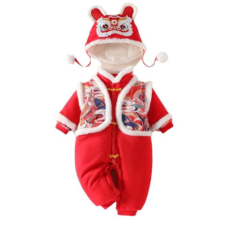 0-2岁喜庆婴儿拜年服300g夹棉加厚宝宝棉袄加绒新生儿满月周岁,淘宝优惠券,粉丝福利购,淘宝优惠卷