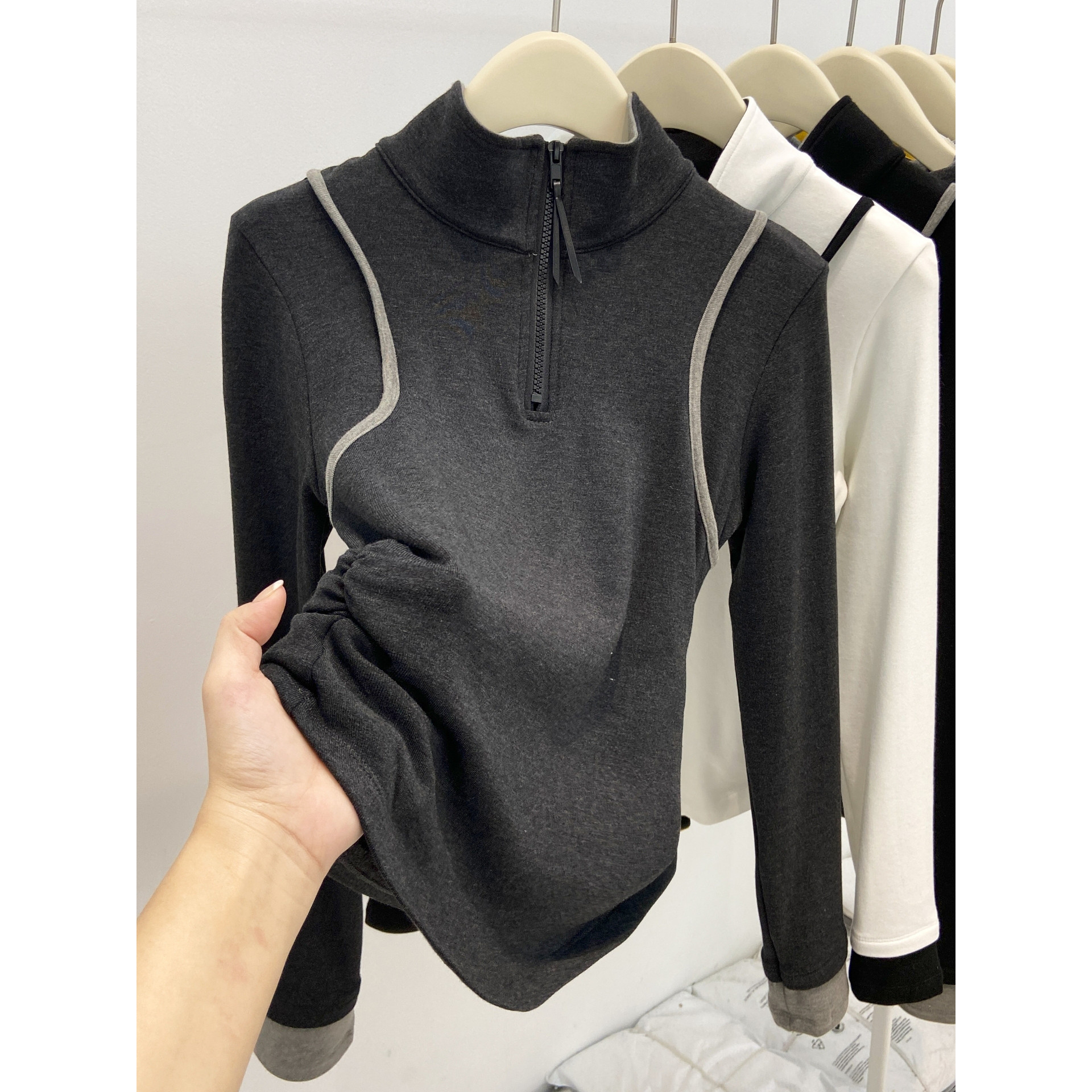 半高领磨毛薄绒辣妈外出哺乳上衣秋冬修身显瘦内搭产后喂奶打底衫,淘宝优惠券,粉丝福利购,淘宝优惠卷