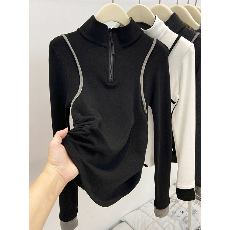 半高领磨毛薄绒辣妈外出哺乳上衣秋冬修身显瘦内搭产后喂奶打底衫,淘宝优惠券,粉丝福利购,淘宝优惠卷