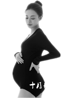 孕妇摄影服装新款黑色显瘦时尚摩登针织影楼写真孕妇照服装在家拍