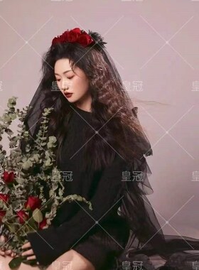 新款影楼拍照个性黑色毛衣主题写真慵懒氛围感女孩高级艺术照服装