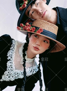 2022新款影楼主题摄影服装情侣写真女法式复古赫本风黑色丝绒礼服