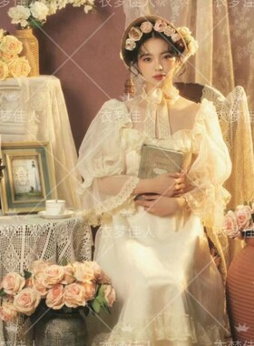 复古轻婚纱照相馆新款法式少女油画风超仙洋装个人艺术照主题服装
