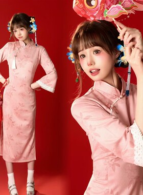 2025新款影楼剪纸主题中国风少女性感国潮旗袍艺术照个人写真服装
