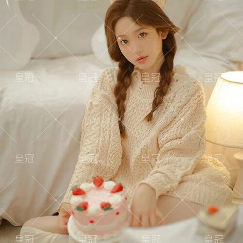 影楼个人写真服装甜美少女生日主题氛围高级感清新艺术照摄影毛衣 - 图2