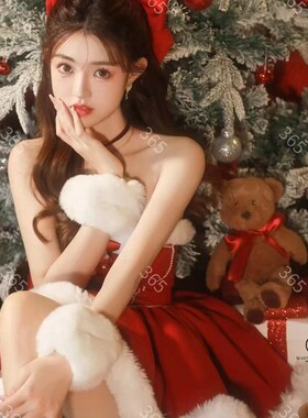影楼秋冬新款圣诞节主题服装芭比公主公主风新年写真艺术照连衣裙
