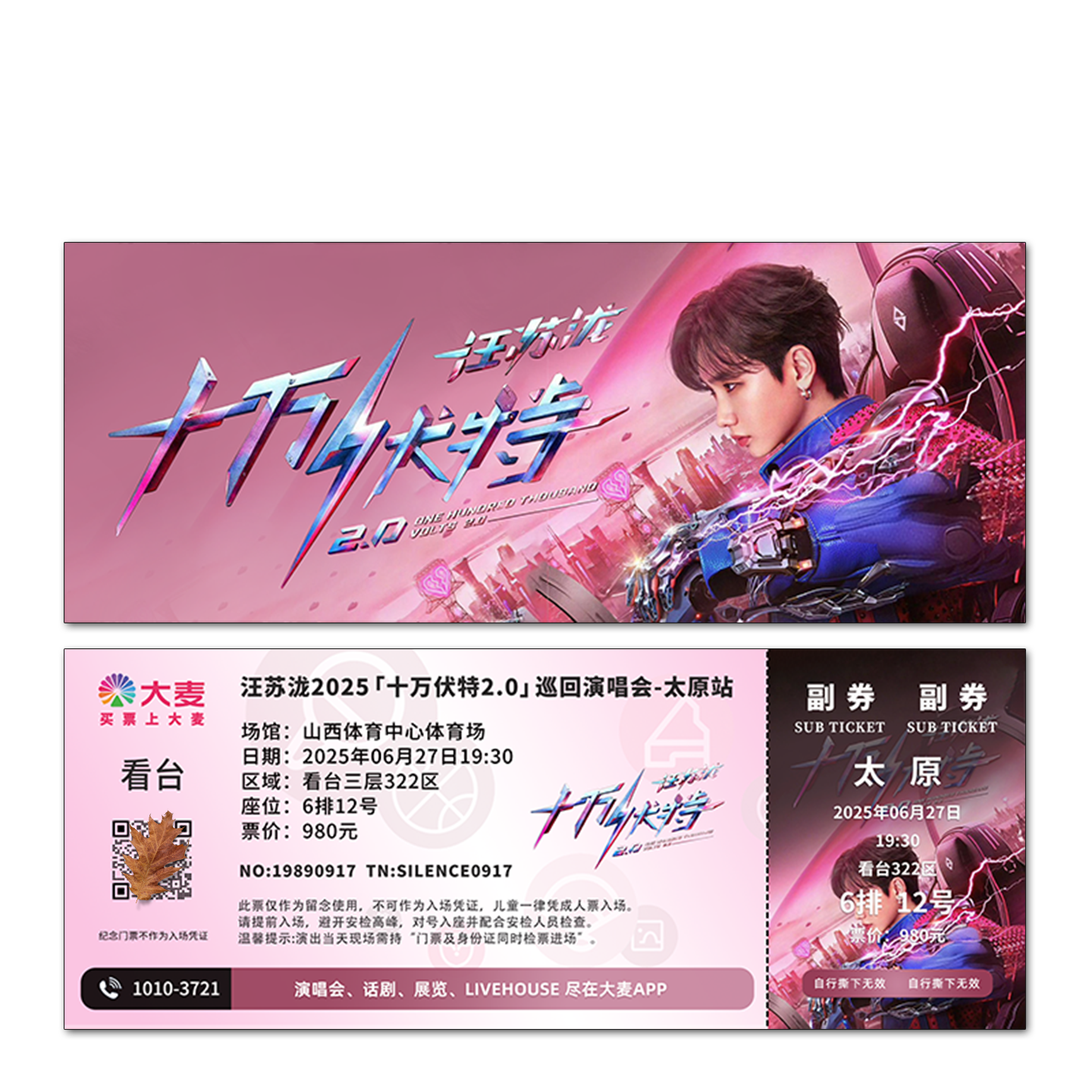 汪苏泷演唱会门票纸质票打印纪念票根定制周边大麦猫眼广州南宁,淘宝优惠券,粉丝福利购,淘宝优惠卷