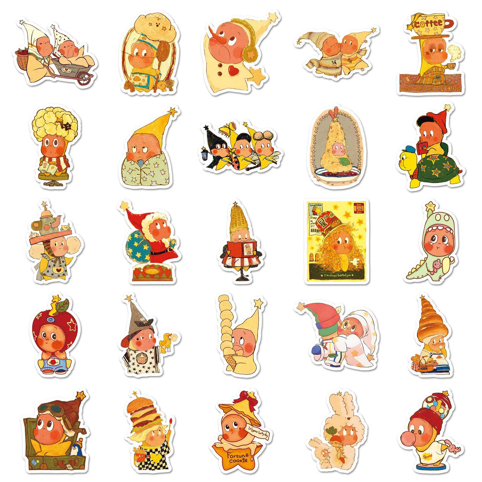 100张可爱卡通星星人贴纸电脑ipad手机收纳盒亚克力装饰防水贴画,淘宝优惠券,粉丝福利购,淘宝优惠卷