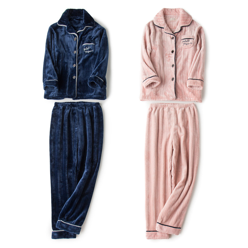 冬季情侣珊瑚绒长袖套装秋冬款睡衣 andcake睡衣/家居服套装