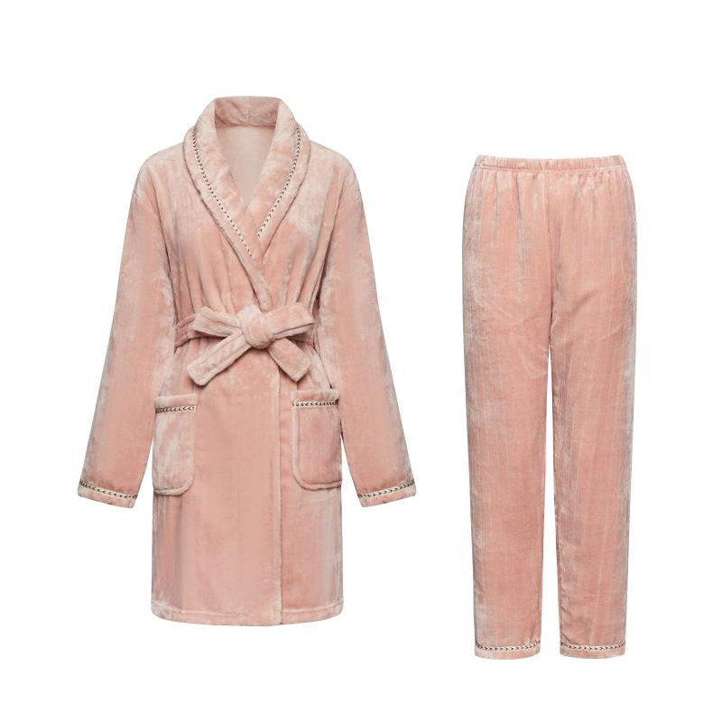 秋冬款珊瑚绒裤子男士冬季情侣睡衣 andcake睡袍/浴袍