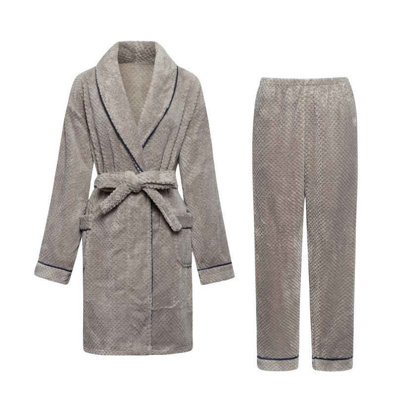 秋冬款珊瑚绒裤子男士冬季情侣睡衣 andcake睡袍/浴袍