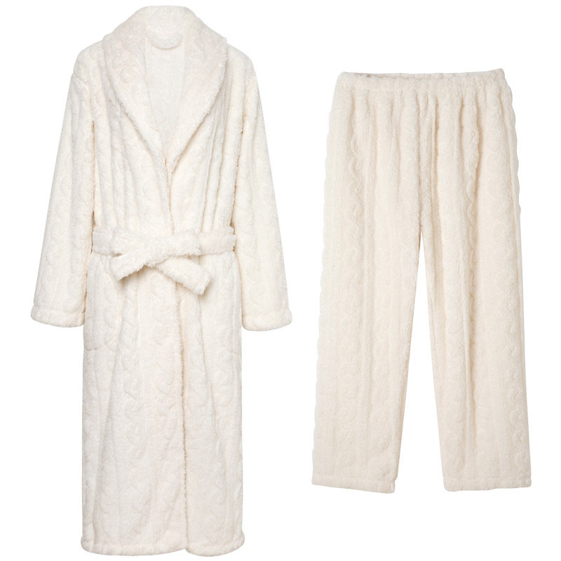 秋冬季加绒长款男天情侣珊瑚绒睡衣 andcake睡衣/家居服套装