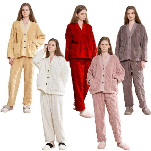 Демисезонная коралловая бархатная пижама, утепленный комплект, весенняя домашняя одежда, 2021 года