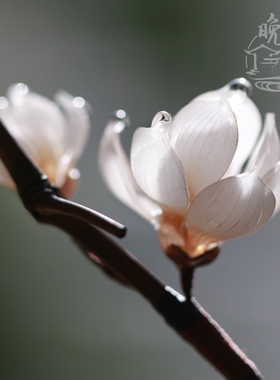白玉兰热缩竹子发簪古风简约日常
