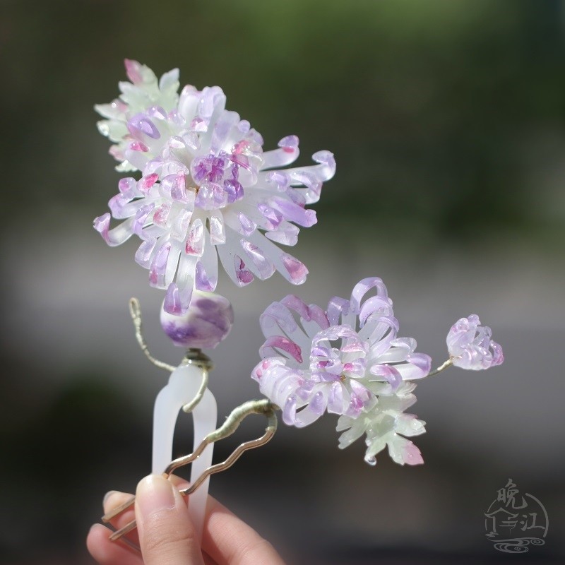 紫菊 热缩花簪古风仿玉发钗步摇瓶插汉服国风新中式发簪簪子u型女,淘宝优惠券,粉丝福利购,淘宝优惠卷