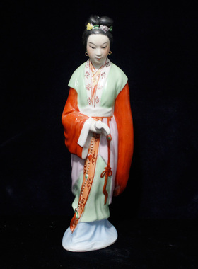 景德镇十大瓷厂雕塑瓷厂七十年代手绘粉彩西厢记人物陶瓷摆件收藏