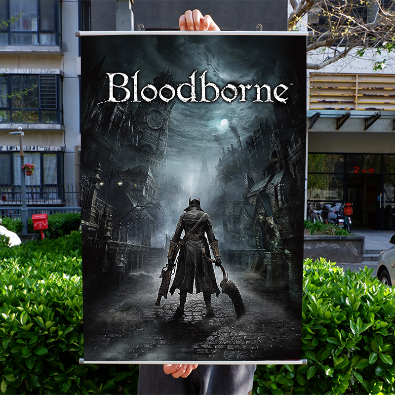 铝合金画轴血源周边游戏收藏挂画 Bloodborne老猎人布制装饰海报 - 图0