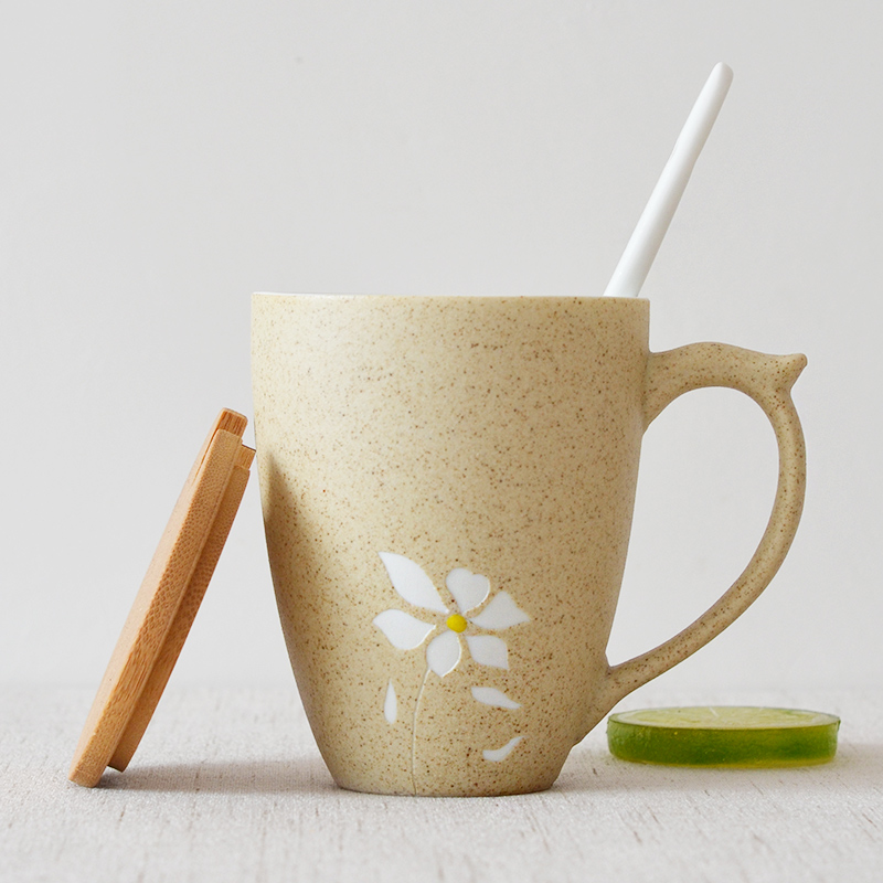 簡約文藝牛奶陶瓷水杯情侶杯創意馬克杯個性定製帶蓋勺咖啡logo杯